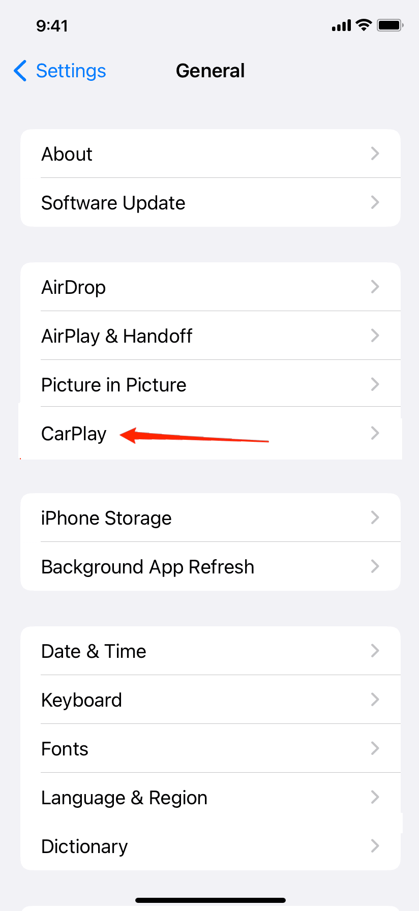 carplay settings iphone