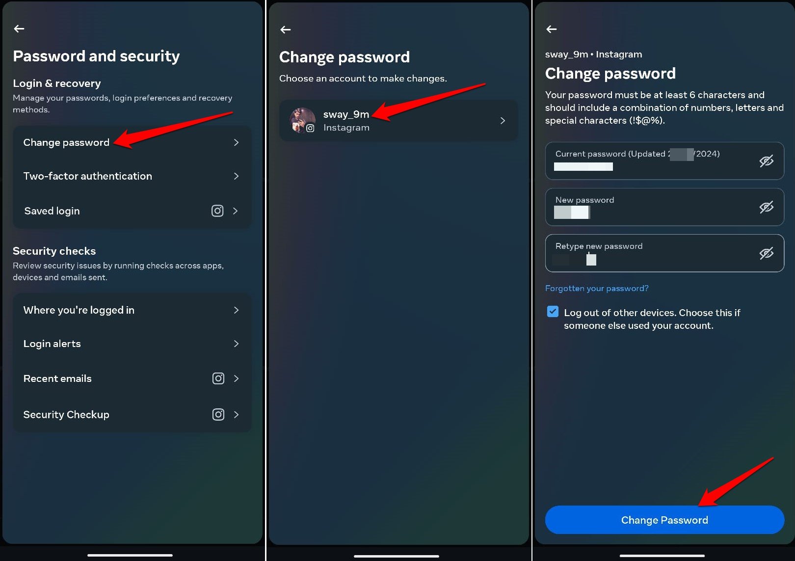 Change Instagram Password