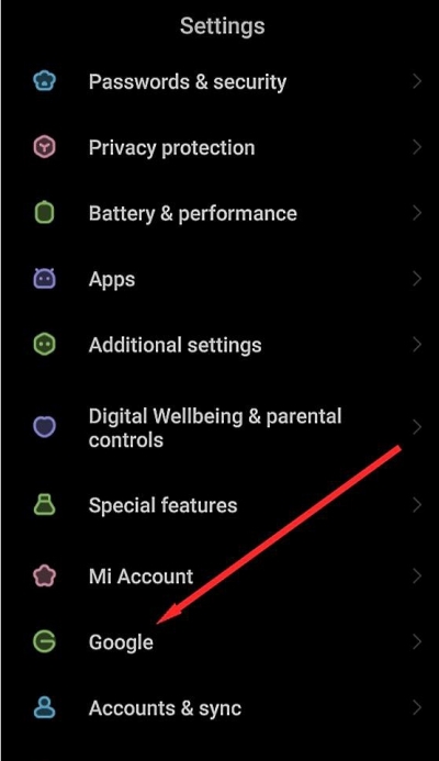 google account settings android