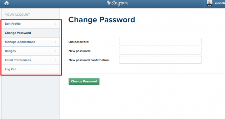Change Password Instagram