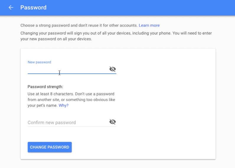 Change Gmail Password in Google Account