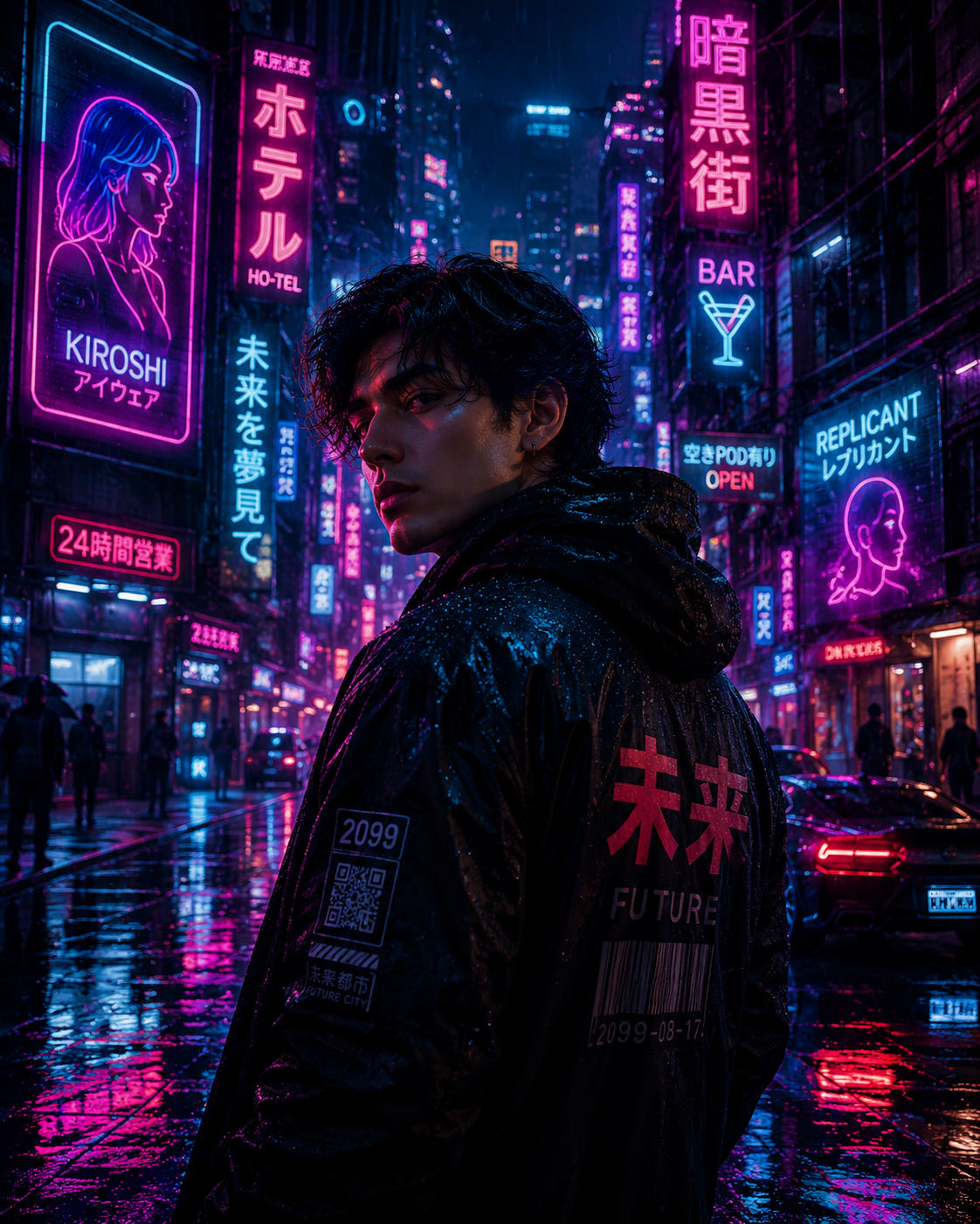 Cyberpunk and neon night