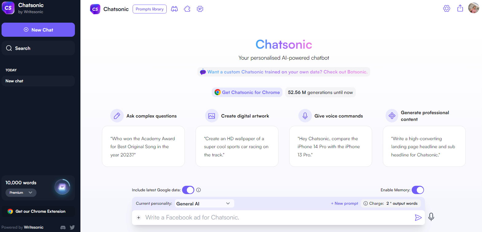ChatSonic Interface