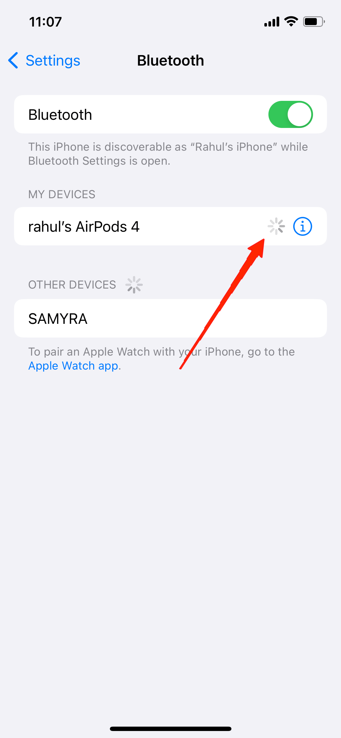 Check if AirPods are connected to another device