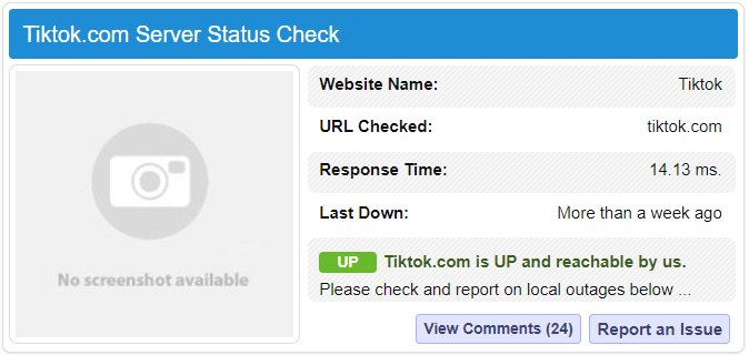Check the TikTok Server Status