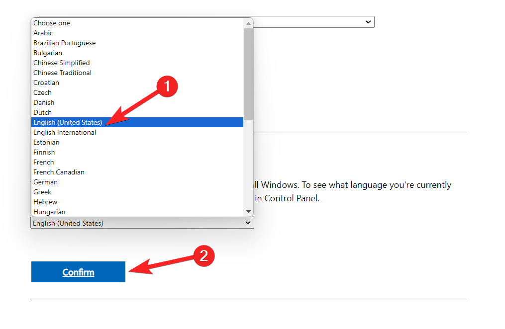 Choose Product Language