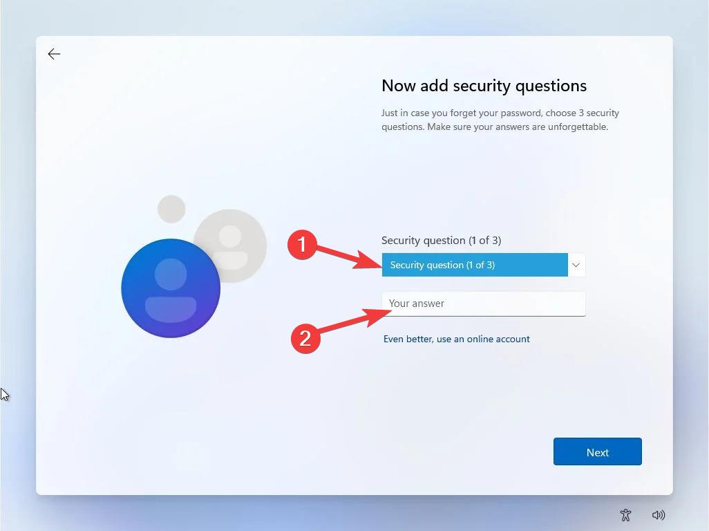 Choose and add your security questions