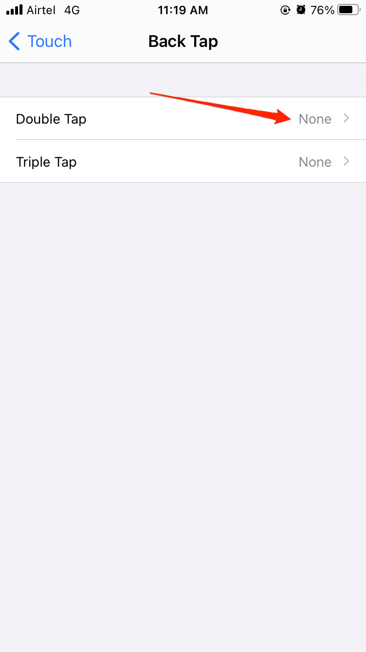 Choose the double tap or triple tap menu