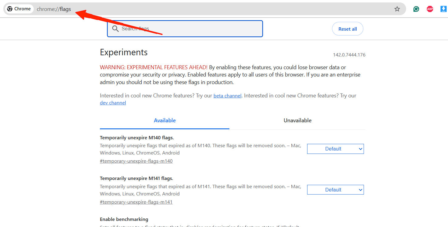 Chrome Experiments via Chrome Flags
