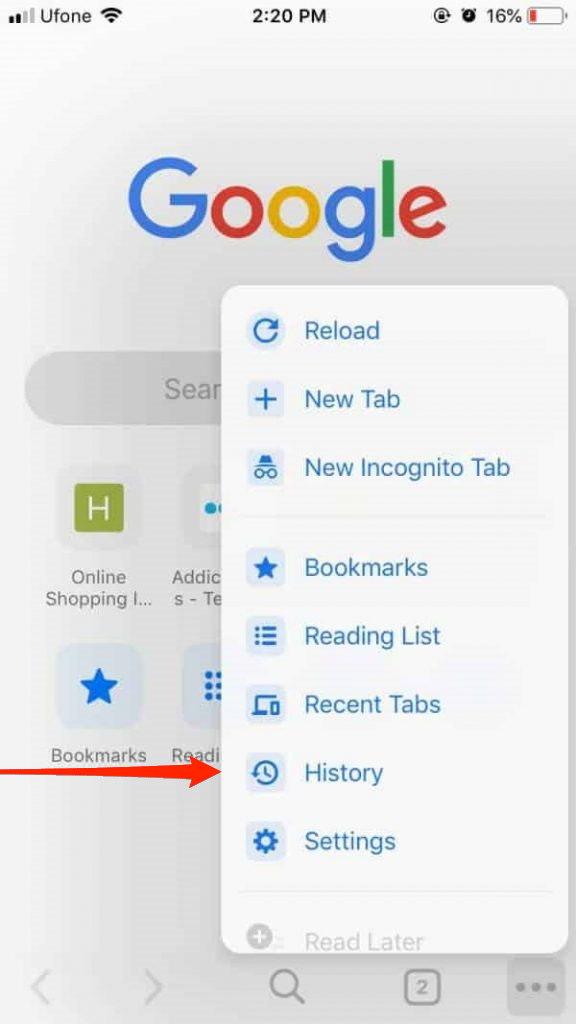 google chrome history location