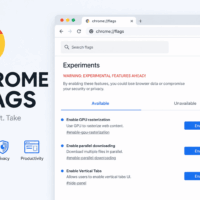 Chrome flags settings mockup