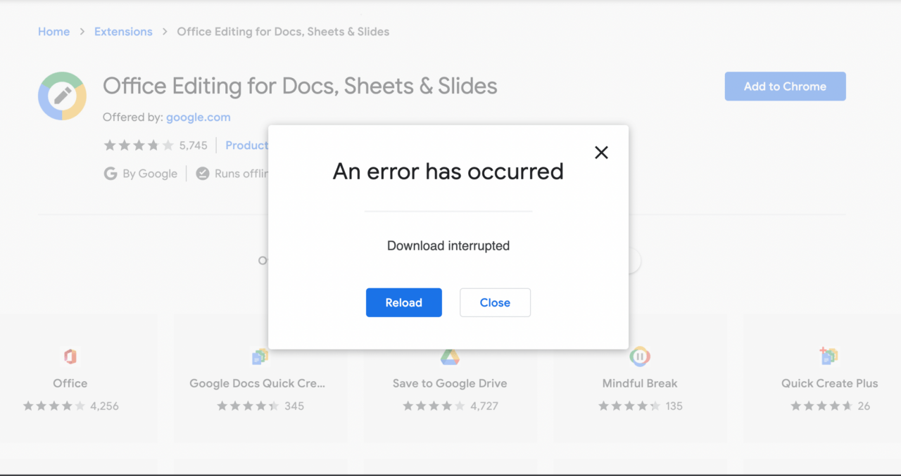 Chrome Extension: An Error has Occurred Download Interrupted