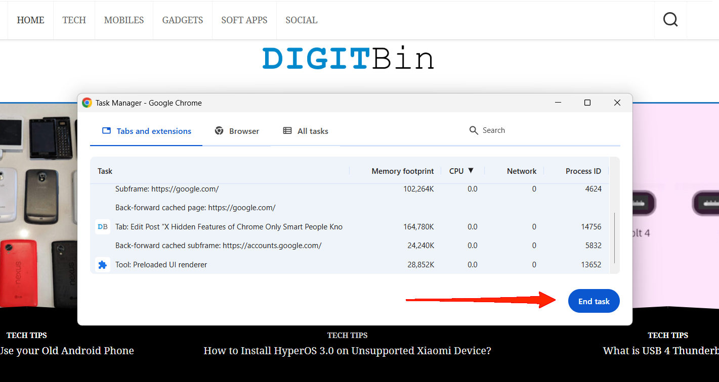 Chrome's Own Task Manager