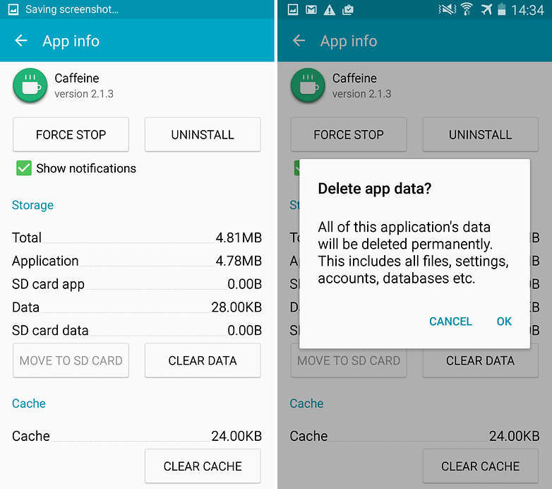 Clear App data and cache