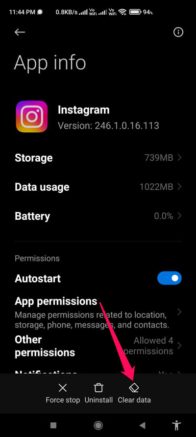 Clear Instagram Cache