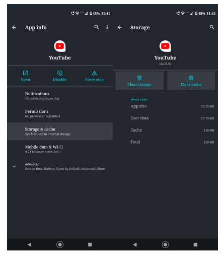 Clear Data and Cache