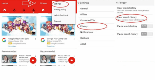 Clear and pause Youtube App History