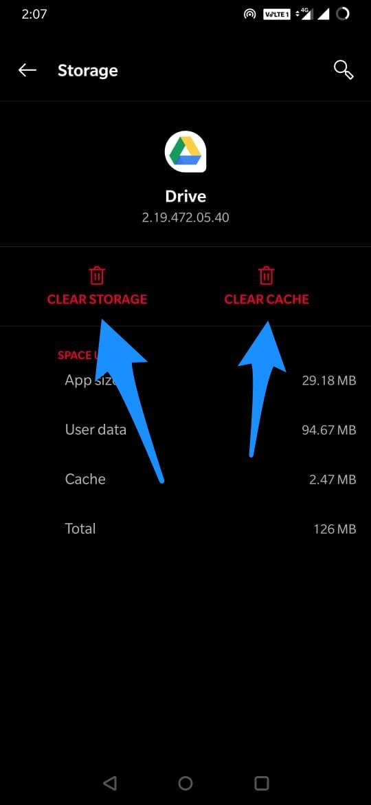 Clear Data and Cache Drive