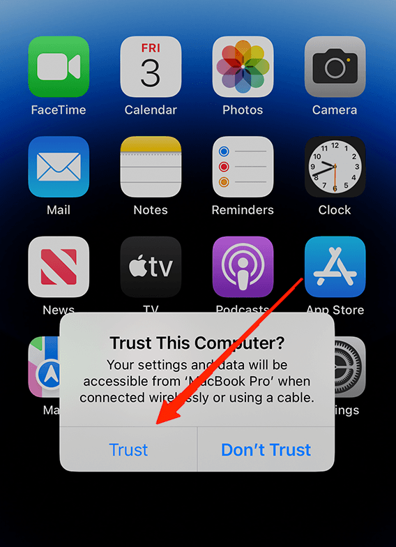 Click on the Trust This Computer option