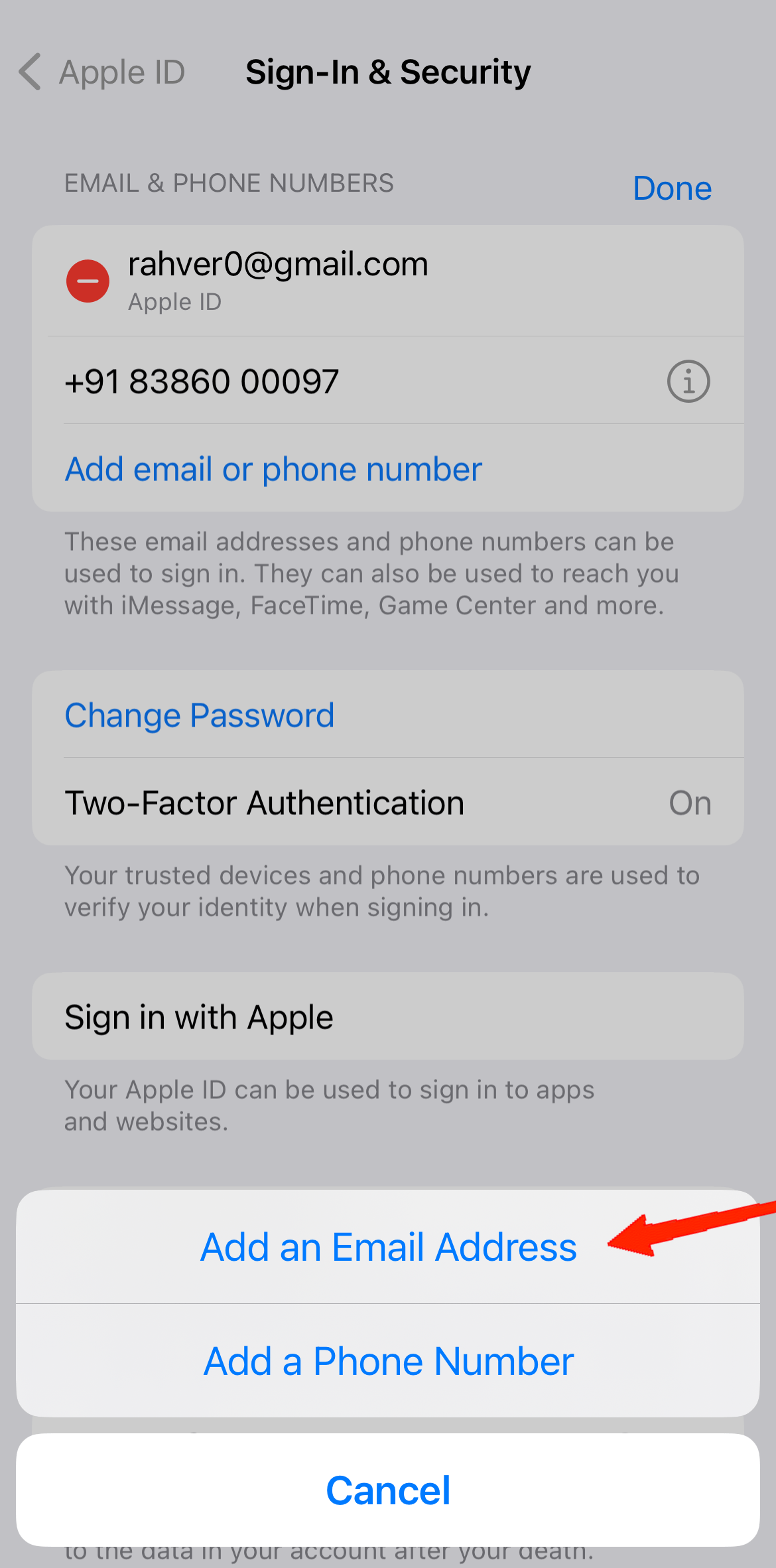 Click on the add new email ID