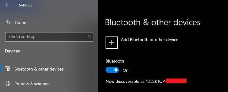 Click on the button to enable “Bluetooth” on Windows PC