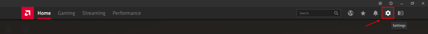 Click on the gear icon to view “Settings” in the AMD Graphics Control Panel