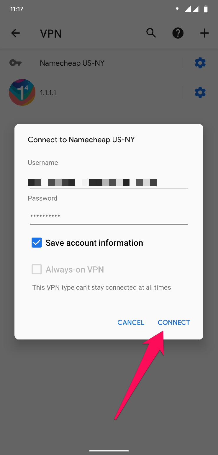 share vpn connection android