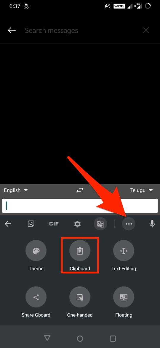 Clipboard Icon Inside 3 dots menu option