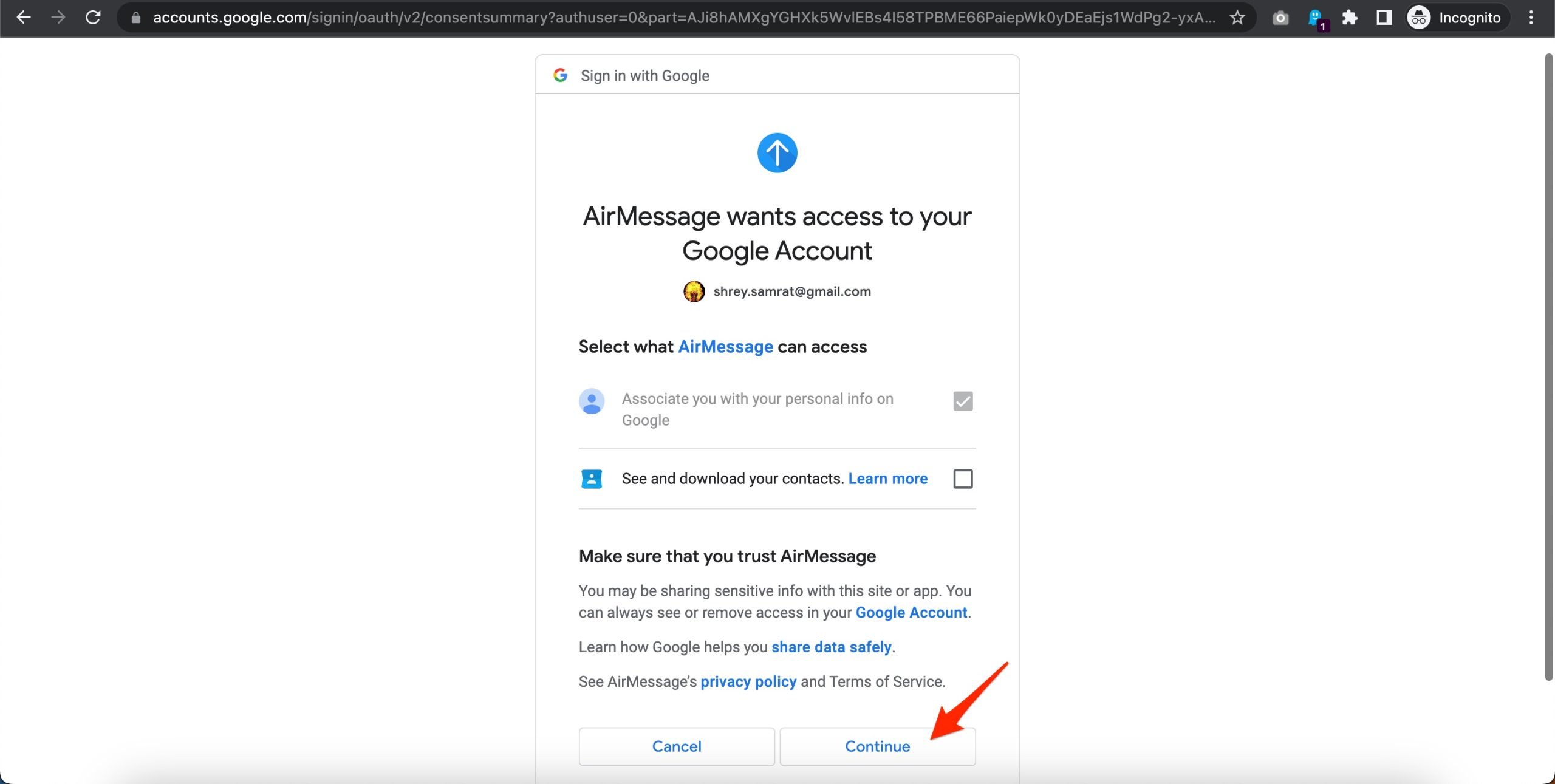 Connect AirMessage with Google Account