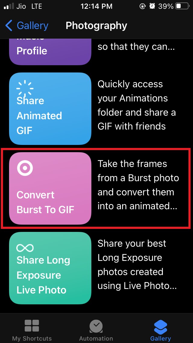 Convert Burst to GIF Shortcut
