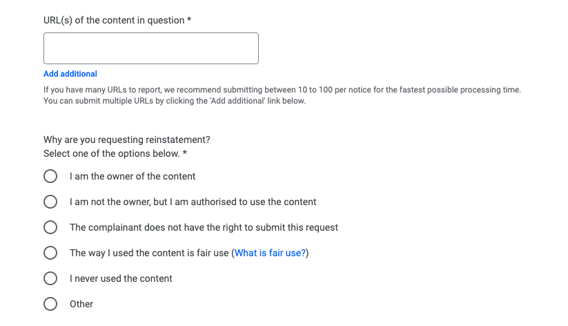 Counter form Details