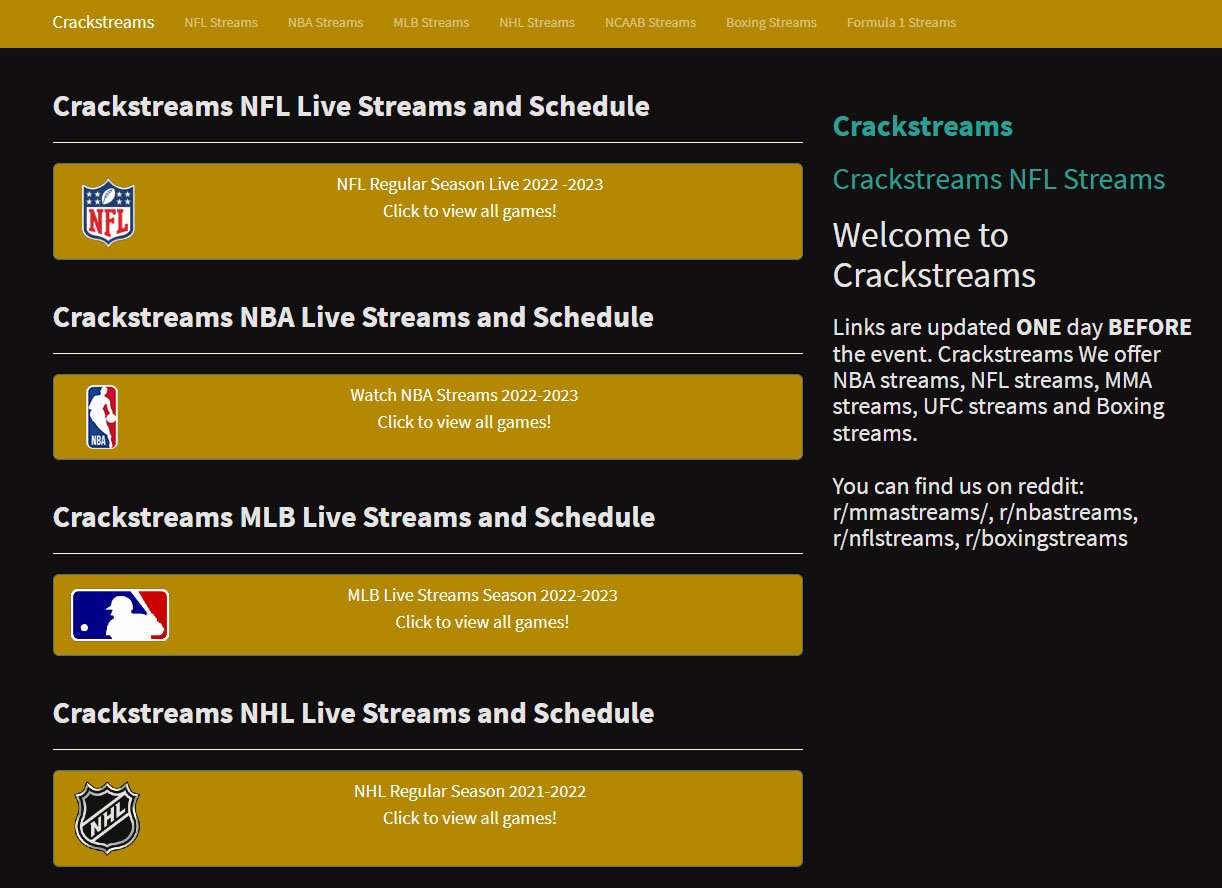 Crackstreams : Live Stream Sports NFL, NBA, UFC, Boxing ,MMA