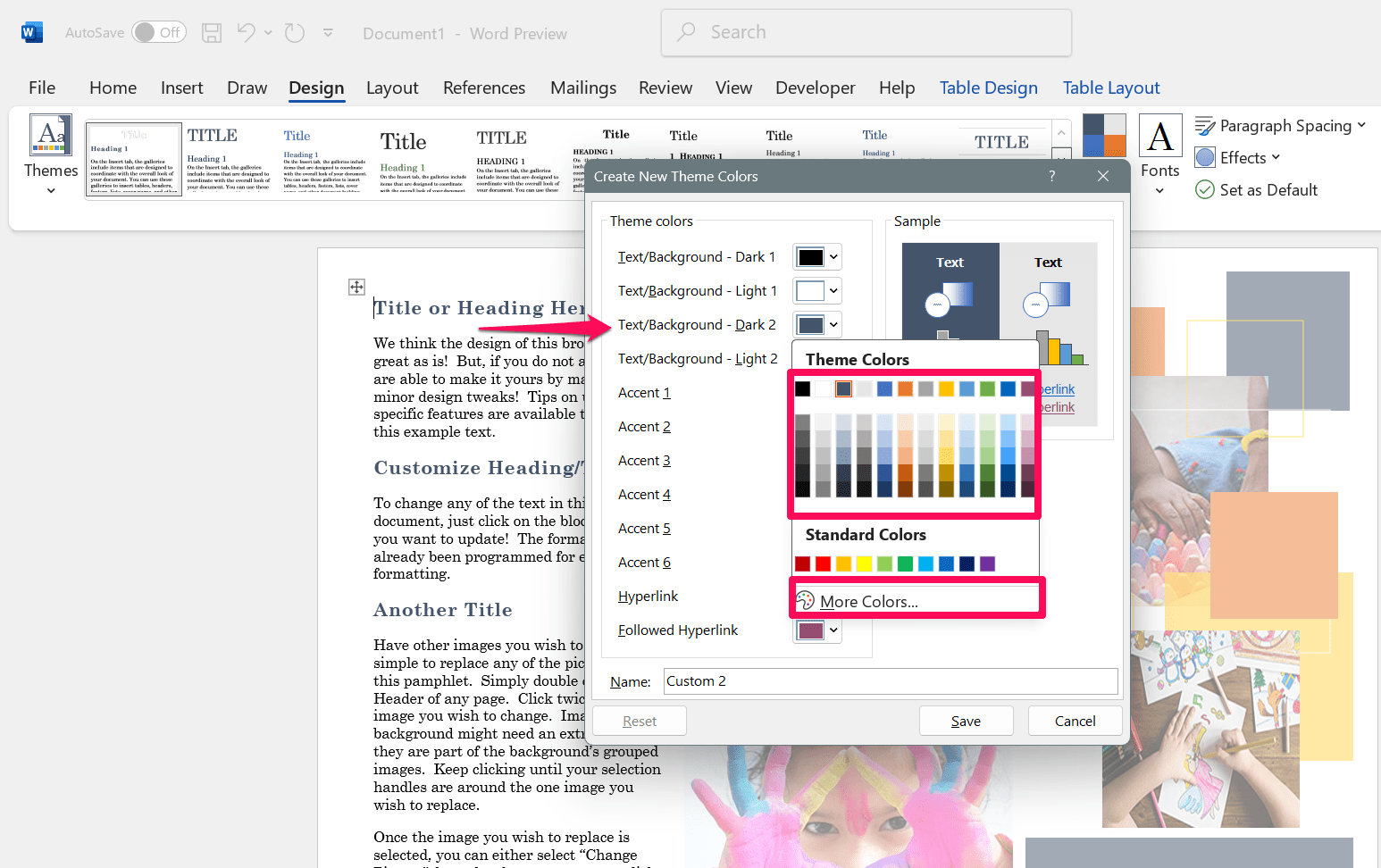 Choose the default or standard color 