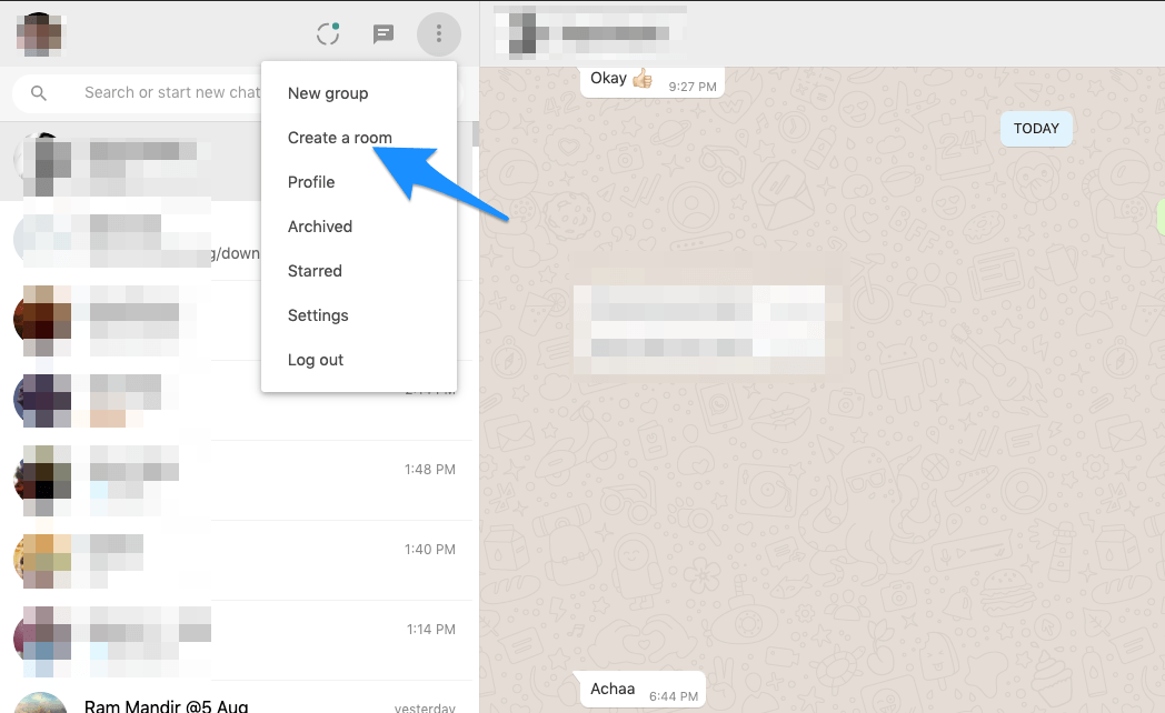 Create Room WhatsApp Web