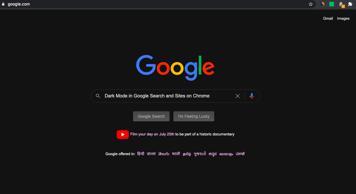 google chrome dark mode search results