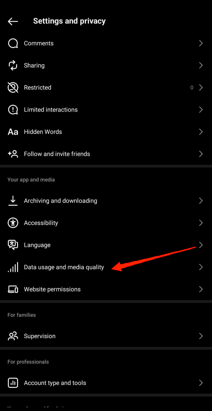 Data usage and media quality