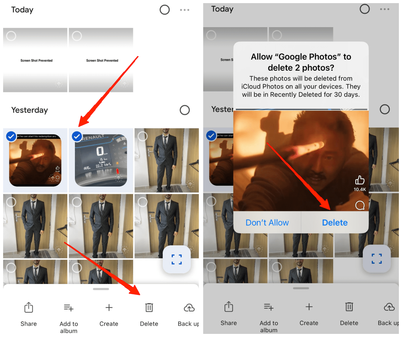 Delete from both Device & Google Photos
