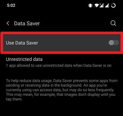 Disable Data Saver