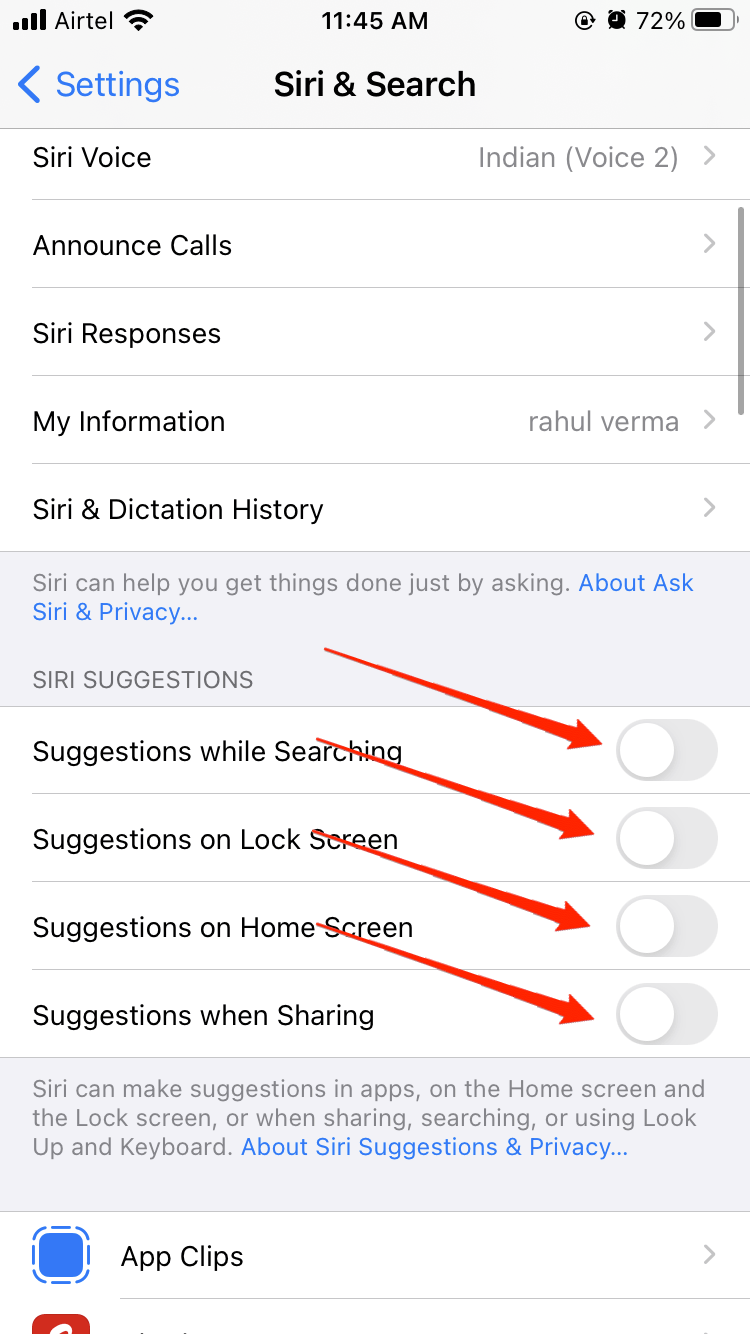 Disable all the options under the While Searching and Suggestions section