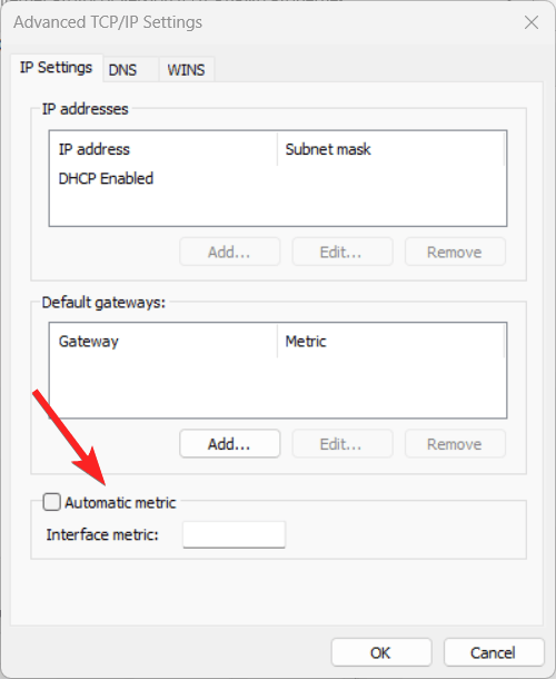 Disable automatic metric feature