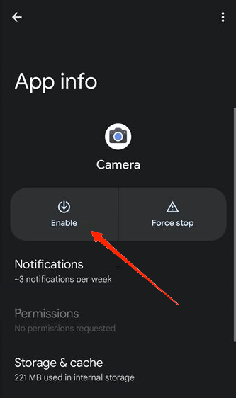 enable camera android