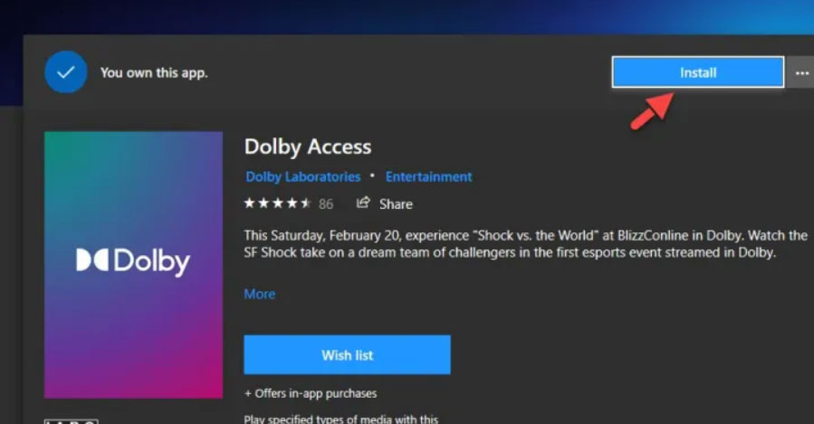 Reinstall Dolby Access