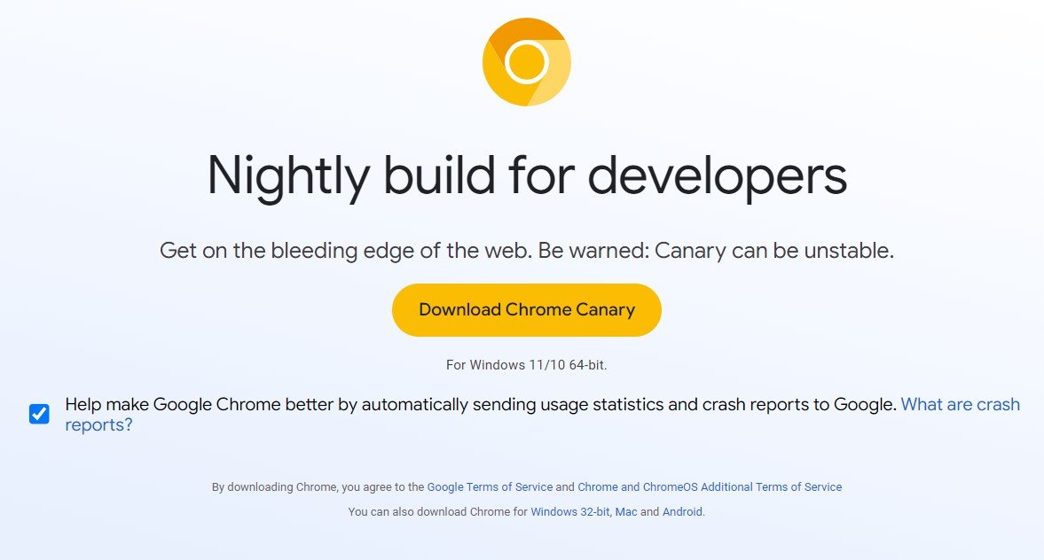 Download Google Canary for Windows