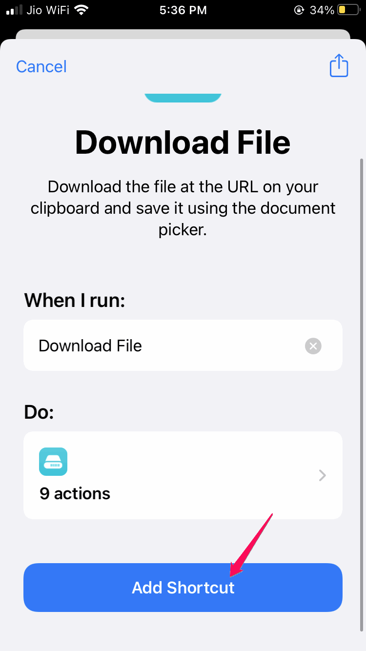 Download Via Siri Shortcut