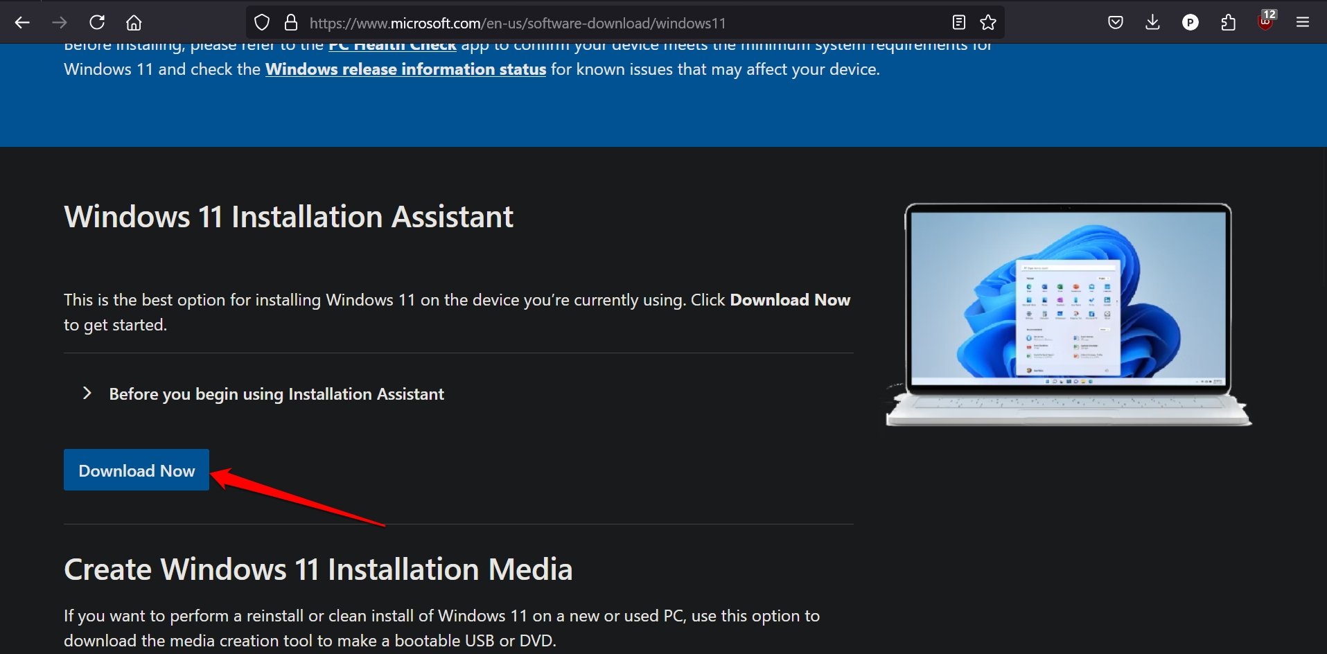 Download Windows 11 Installation Assistant