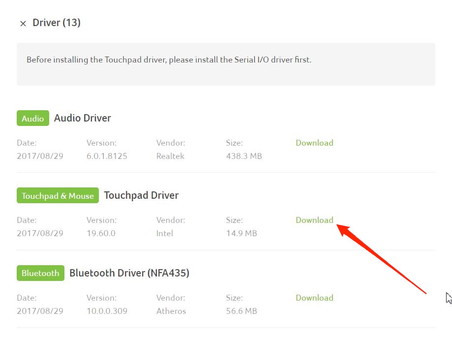 Download touchpad drivers