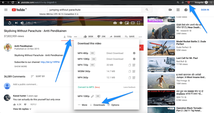 chrome extension download youtube video