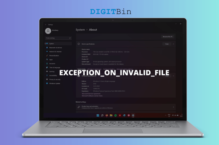 EXCEPTION ON INVALID FILE Error in Windows 11
