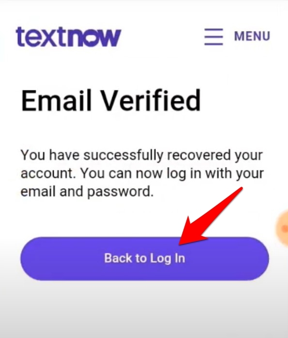 Email Verified message
