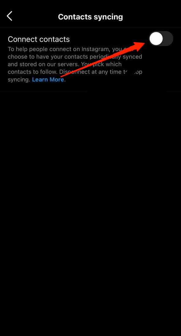 Enable the toggle beside 'Connect Contacts'.